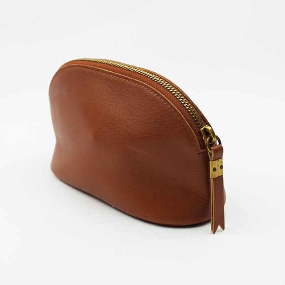 New MADEWELL The Makeup Pouch MONOGRAMMED NOB in English Saddle Leather - Picture 5 of 6